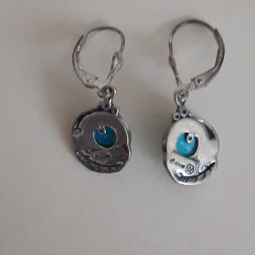 Sterling Gemstone Leaf Lever-Back Earrings - Picture 7 of 11